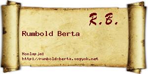 Rumbold Berta névjegykártya